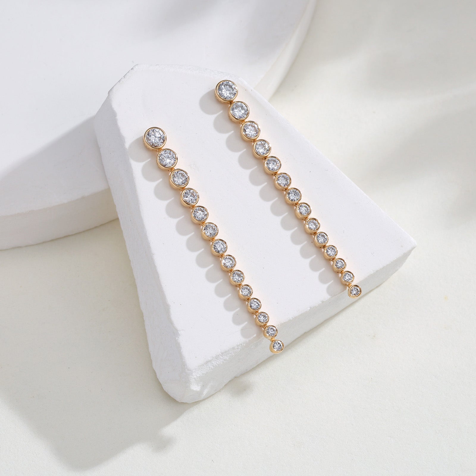 1.22CT Lab Grown Diamond Graduated Bezel Set Linear Drop Earrings in 14K