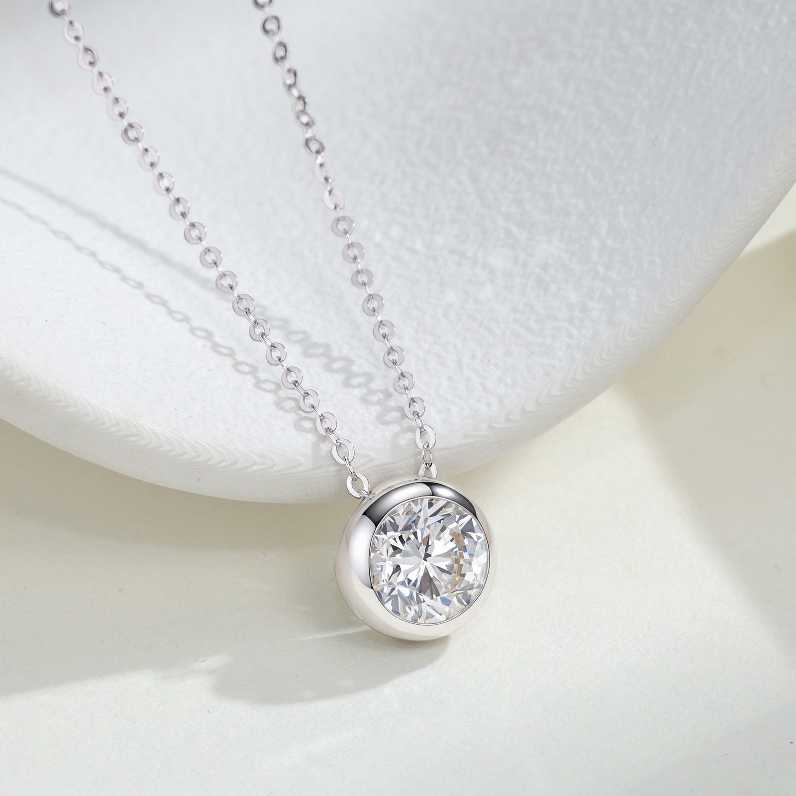 14K White & Yellow Gold Solitaire Diamond Pendant Necklace (1ct/p)