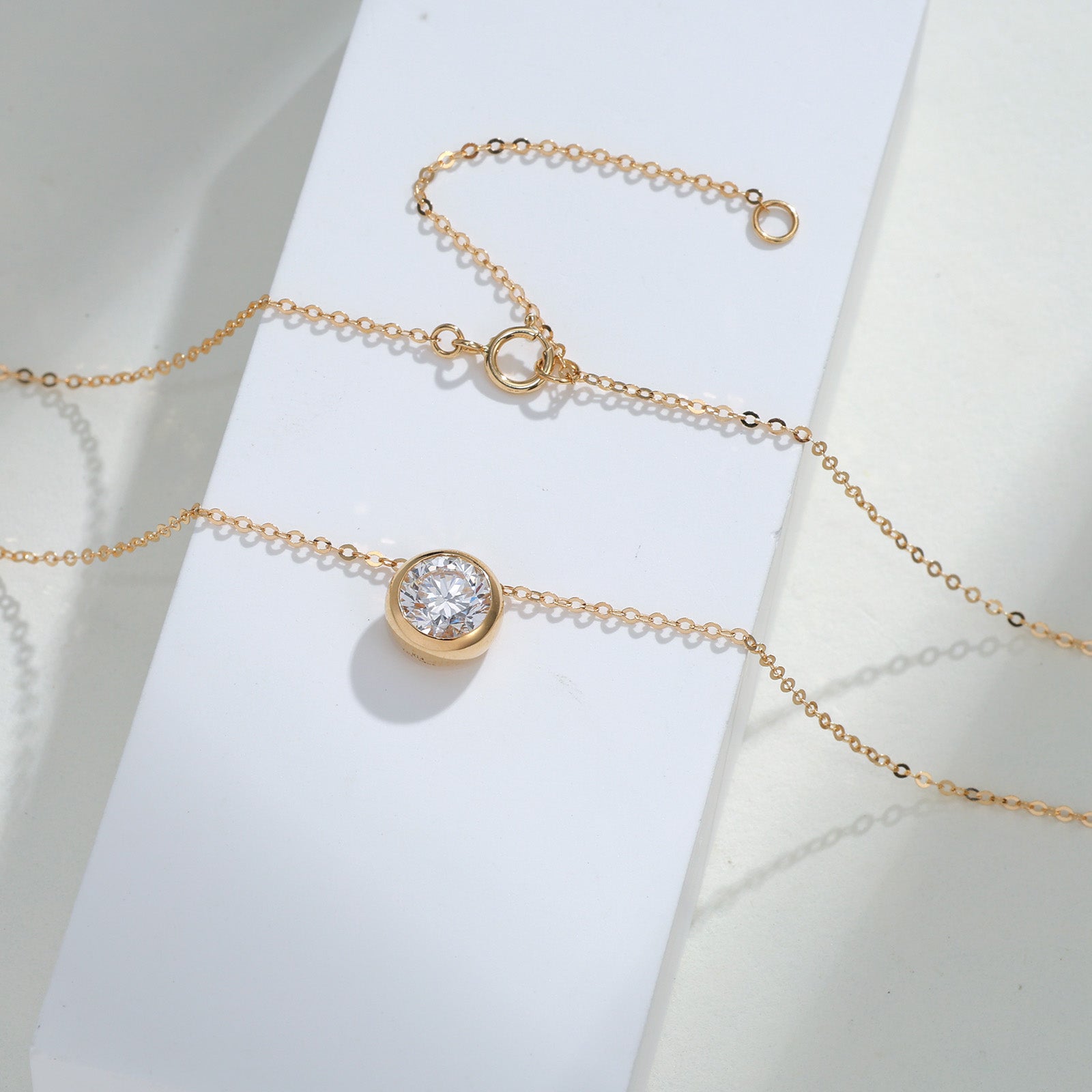 14K White & Yellow Gold Solitaire Diamond Pendant Necklace (1ct/p)
