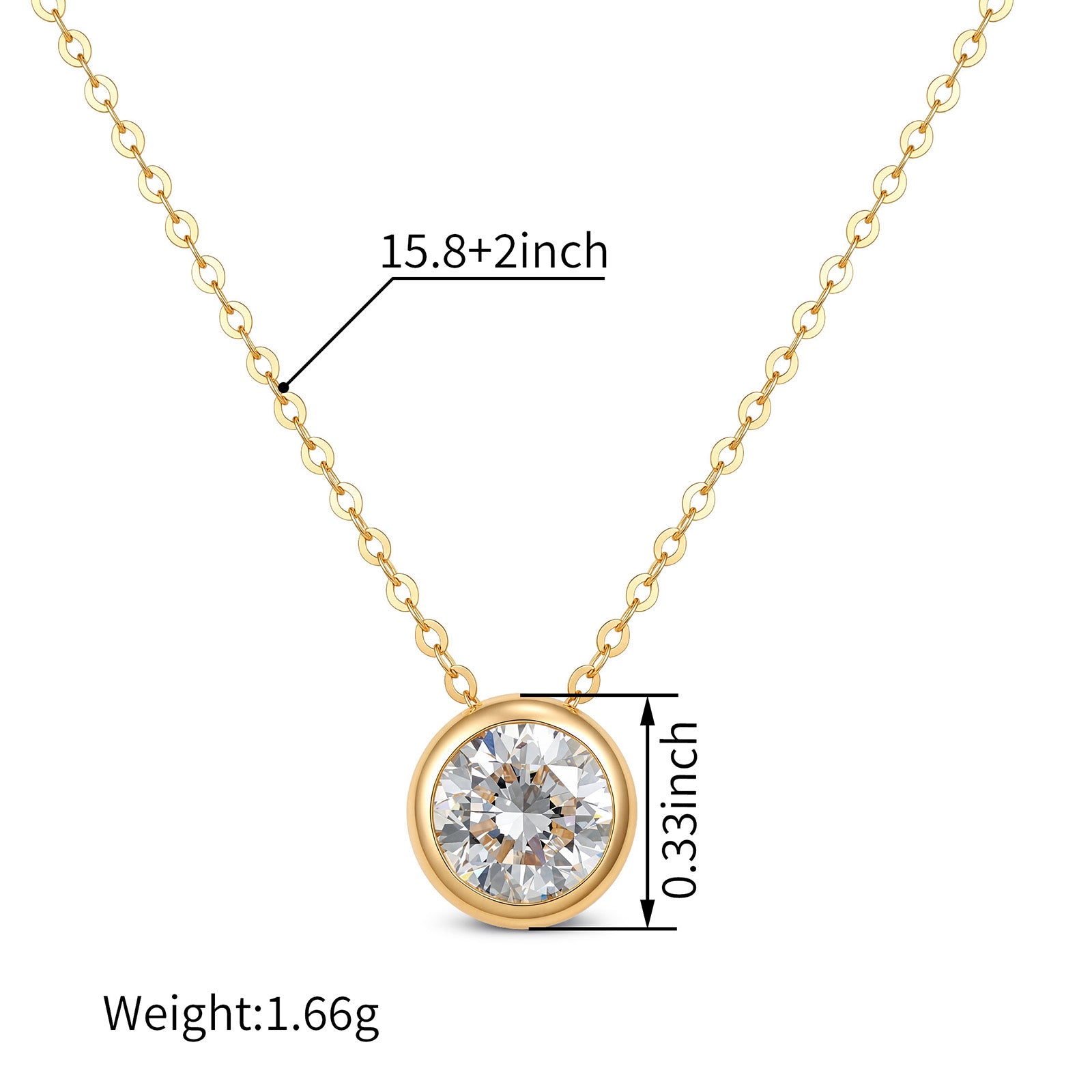 14K White & Yellow Gold Solitaire Diamond Pendant Necklace (1ct/p)