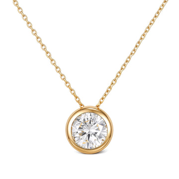 14K White & Yellow Gold Solitaire Diamond Pendant Necklace 2CT