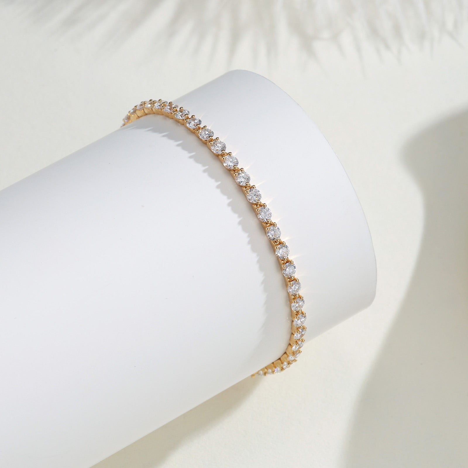 14K Yellow Gold Full Pave Round  Lab-Grown Diamond Tennis Bracelet