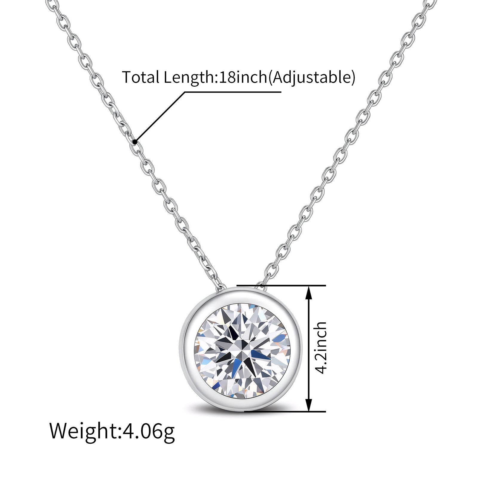 14K White & Yellow Gold Solitaire Diamond Pendant Necklace 2CT