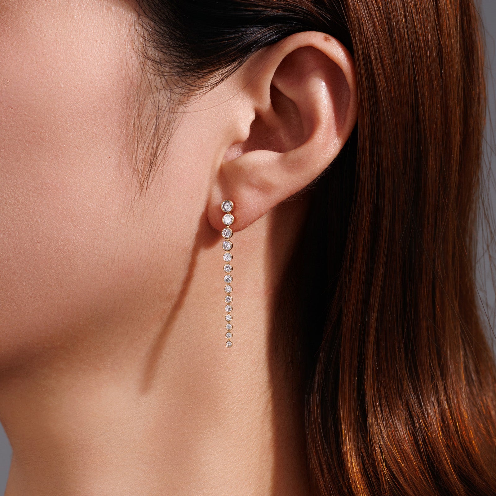 1.22CT Lab Grown Diamond Graduated Bezel Set Linear Drop Earrings in 14K