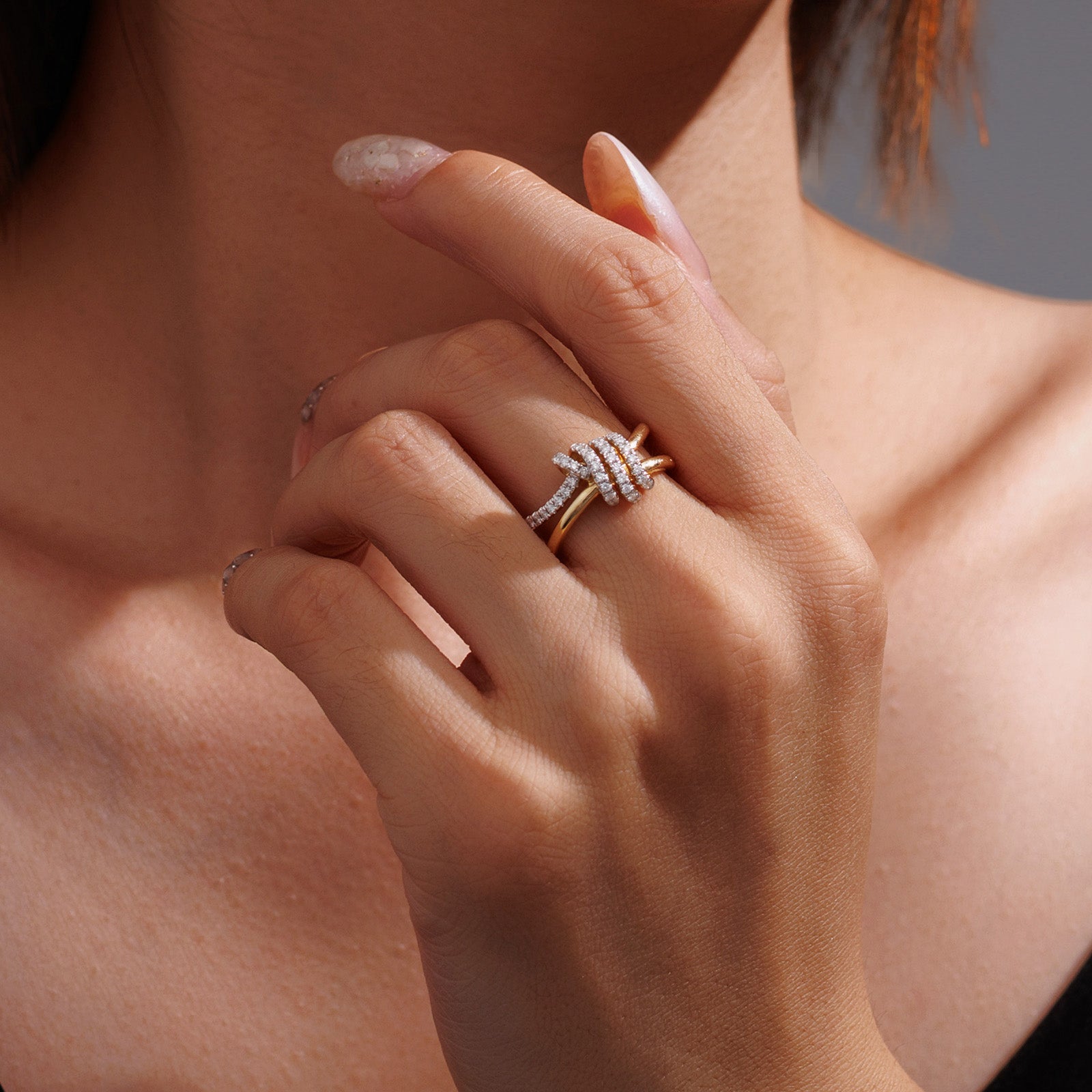 Hikari Link Pavé Double Band Ring