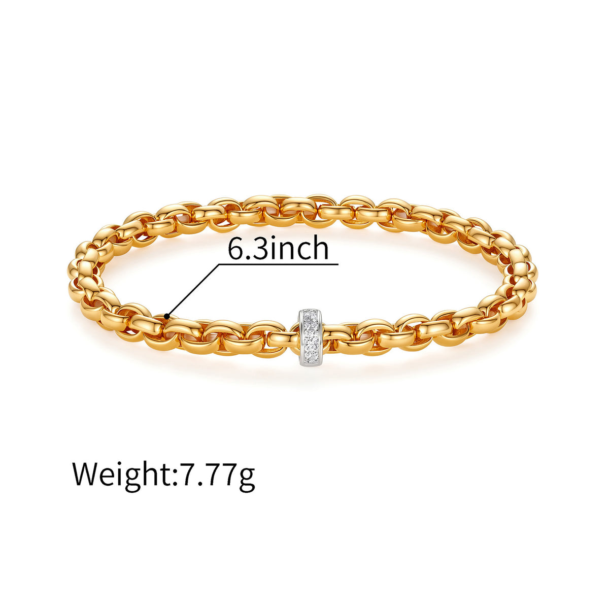 0.5CT Natural Diamond Rope Chain Stretch Bracelet in 18K