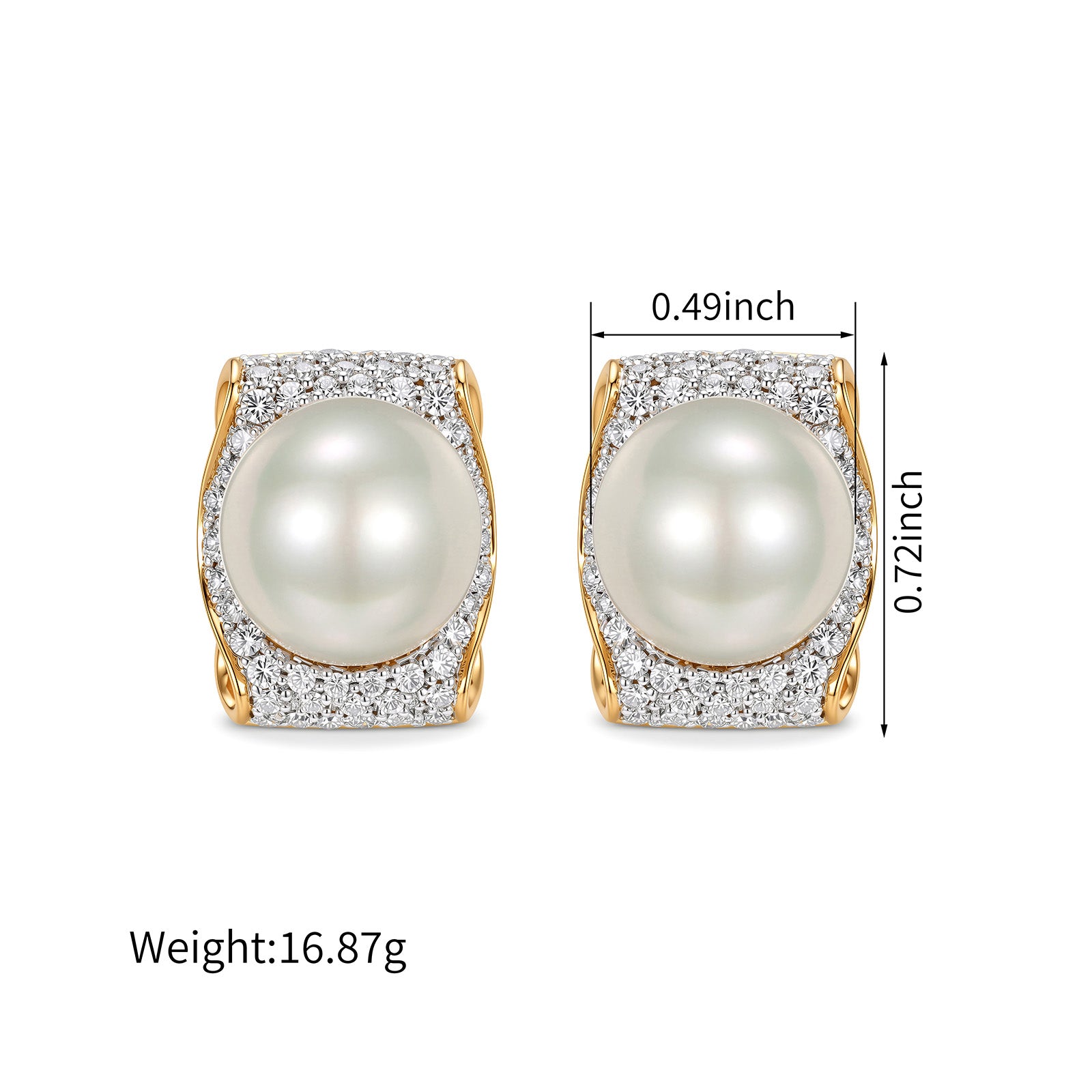 K18 Gold Pavé Diamond South Sea Pearl Omega Back Earrings