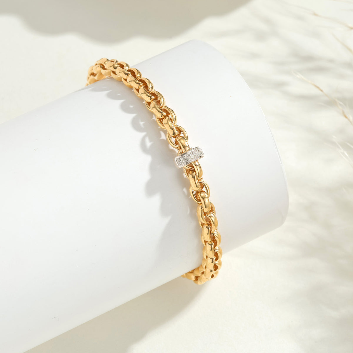 0.5CT Natural Diamond Rope Chain Stretch Bracelet in 18K