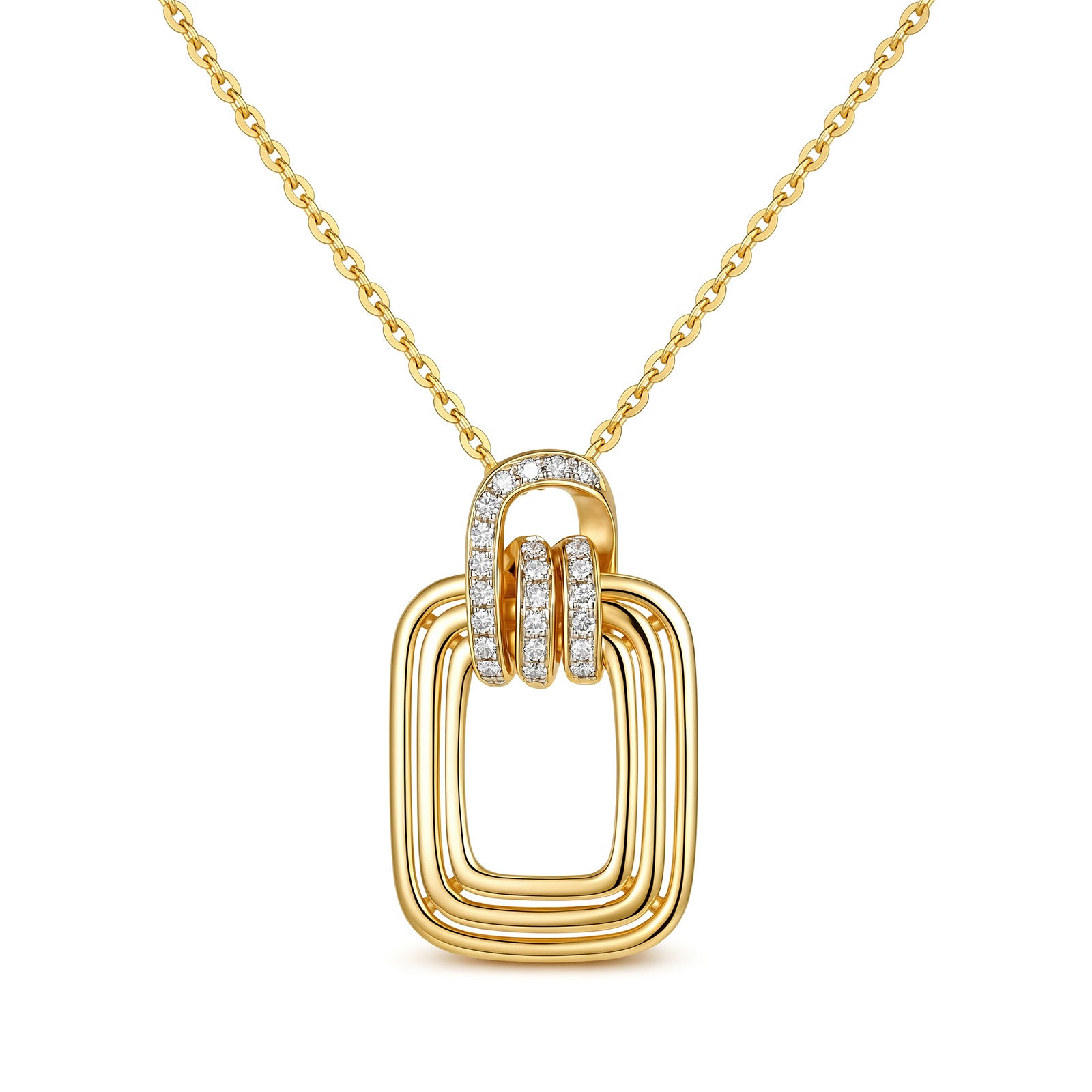 Hikari Link Pavé Square Necklace