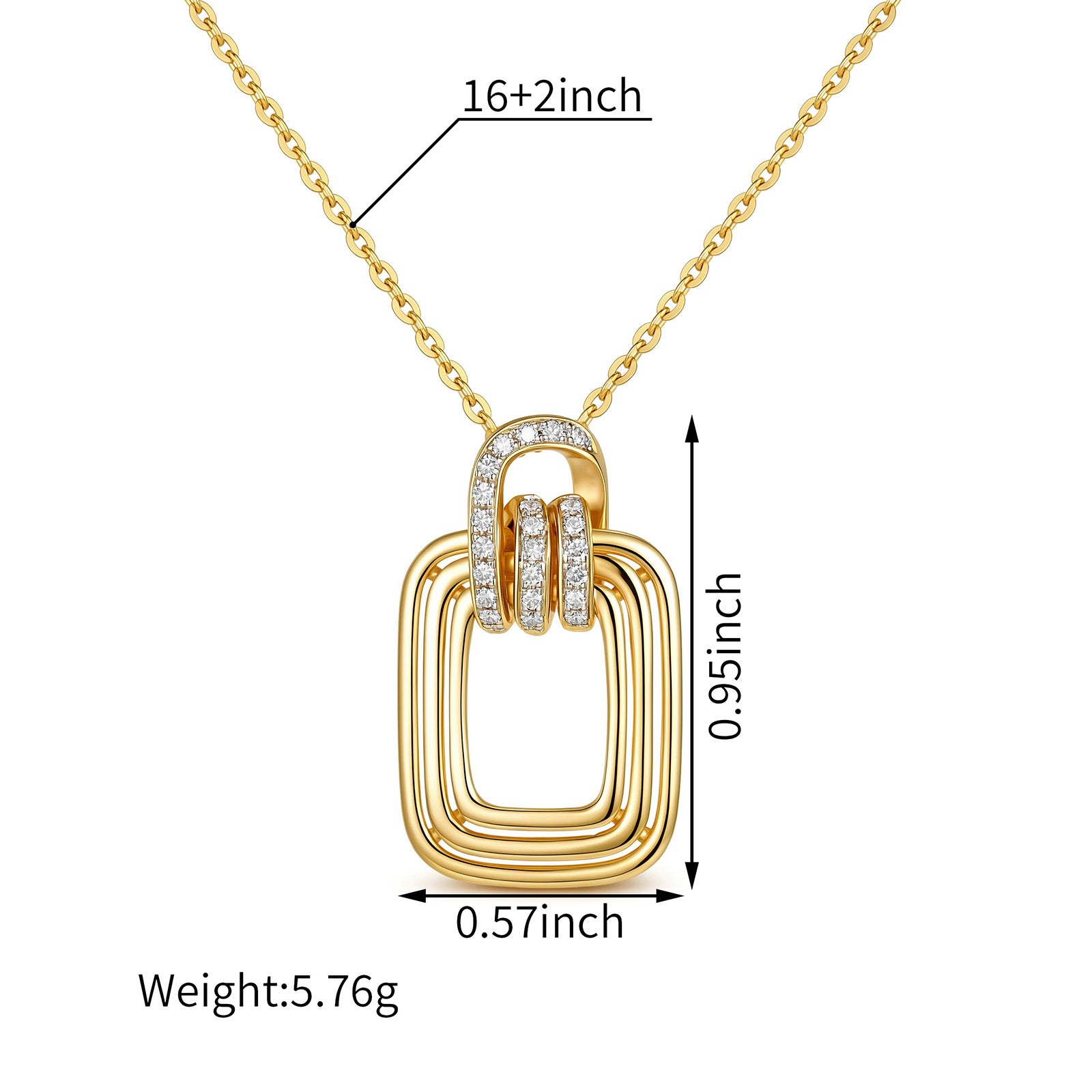 Hikari Link Pavé Square Necklace