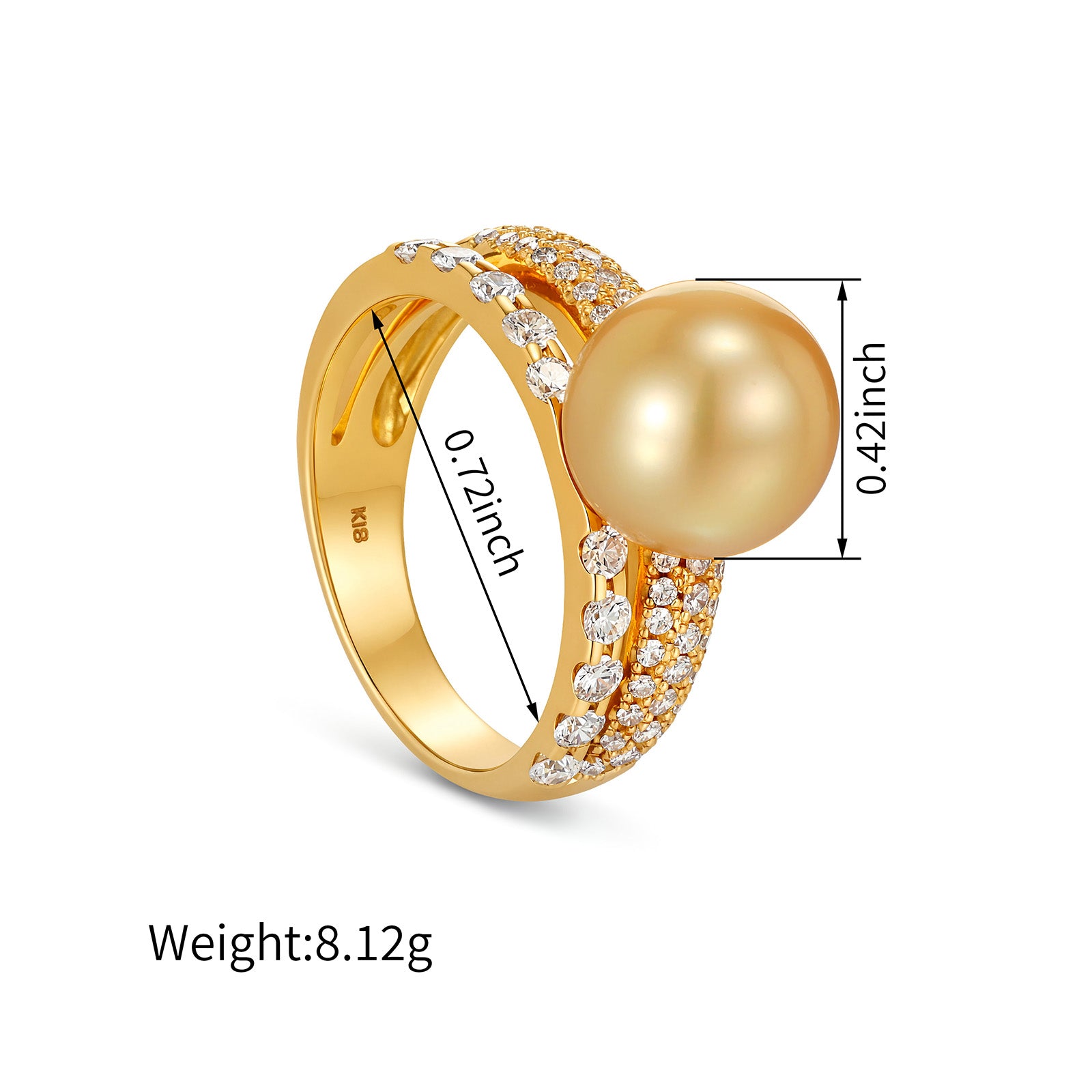 10.6mm Golden Southsea Pearl Ring in 18K Yellow Gold