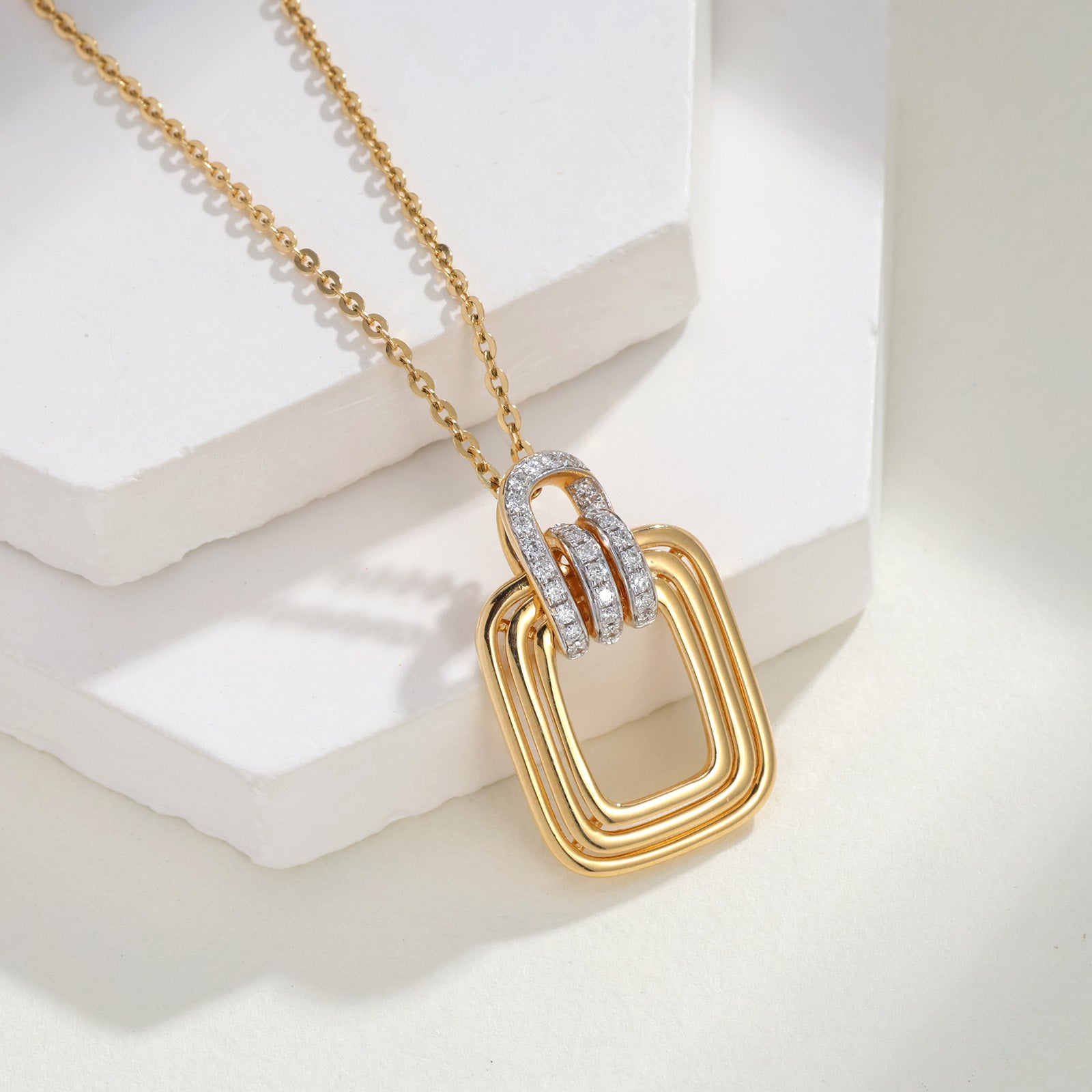 Hikari Link Pavé Square Necklace