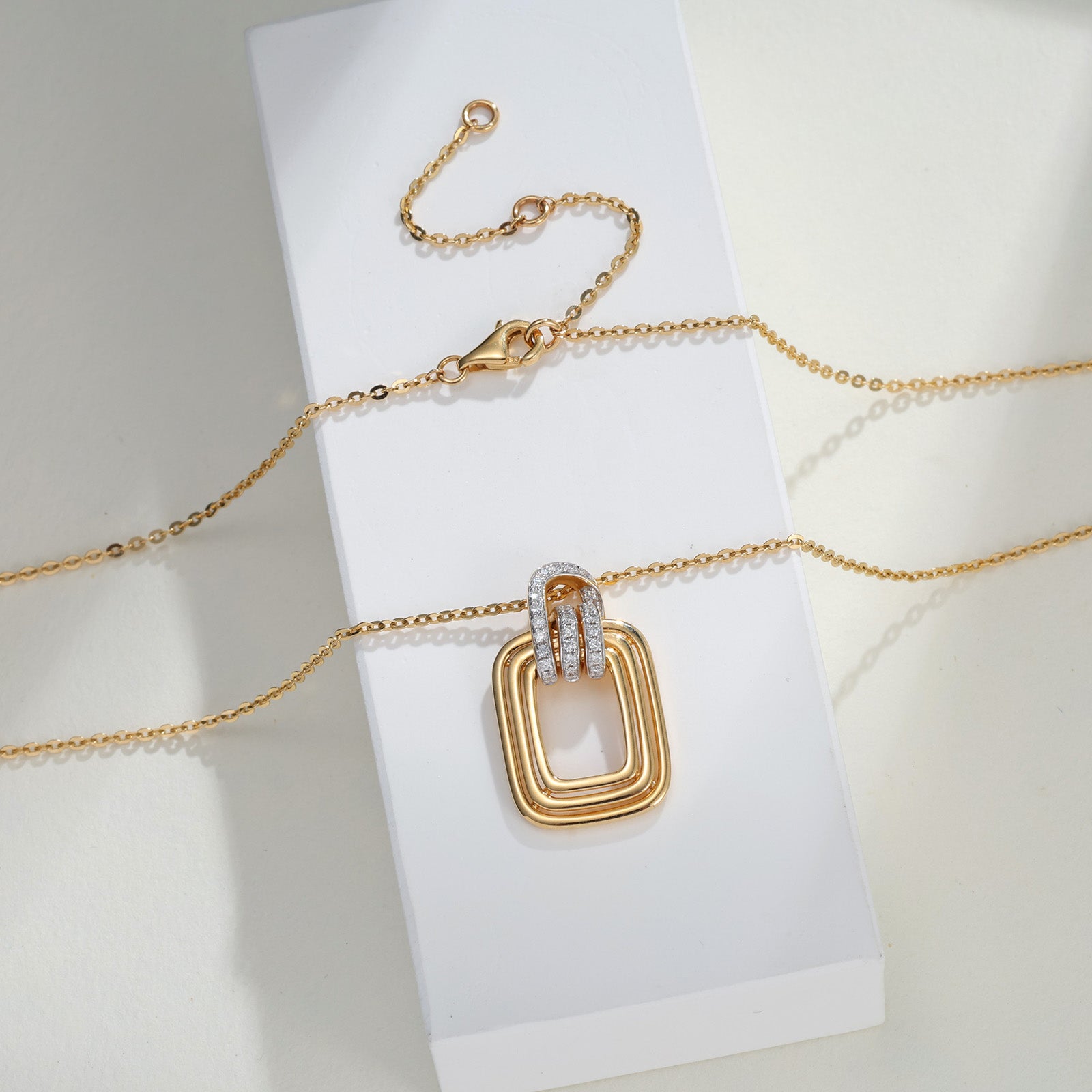 Hikari Link Pavé Square Necklace