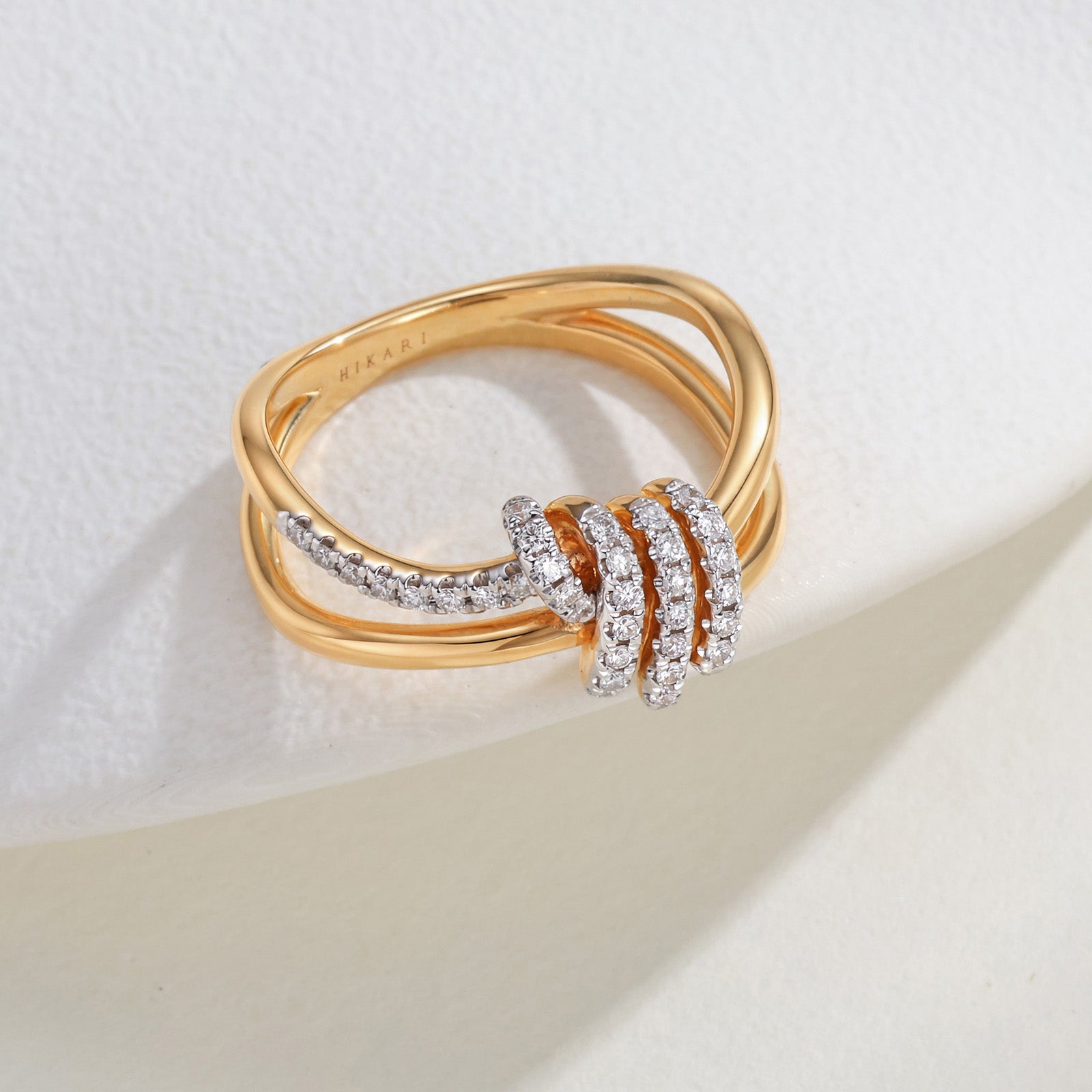 Hikari Link Pavé Double Band Ring