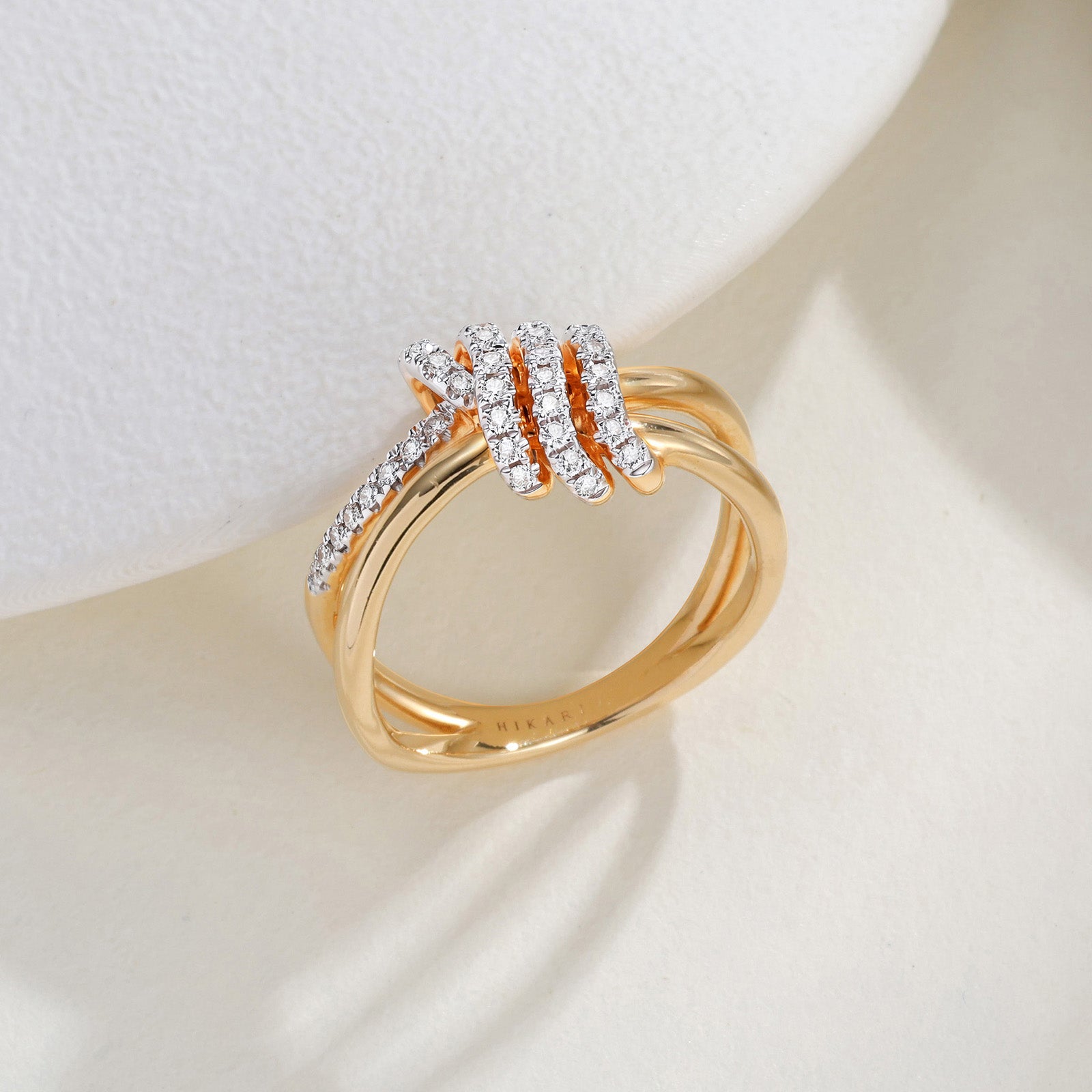 Hikari Link Pavé Double Band Ring