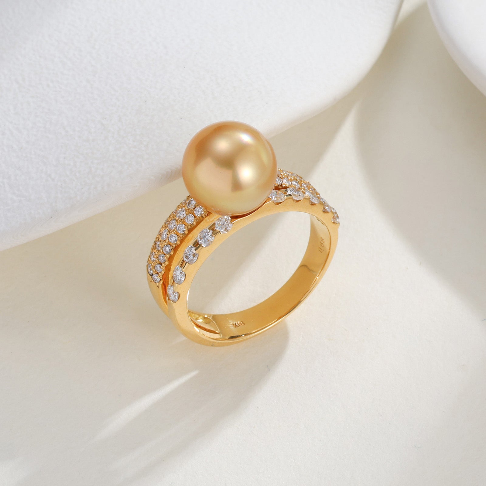 10.6mm Golden Southsea Pearl Ring in 18K Yellow Gold