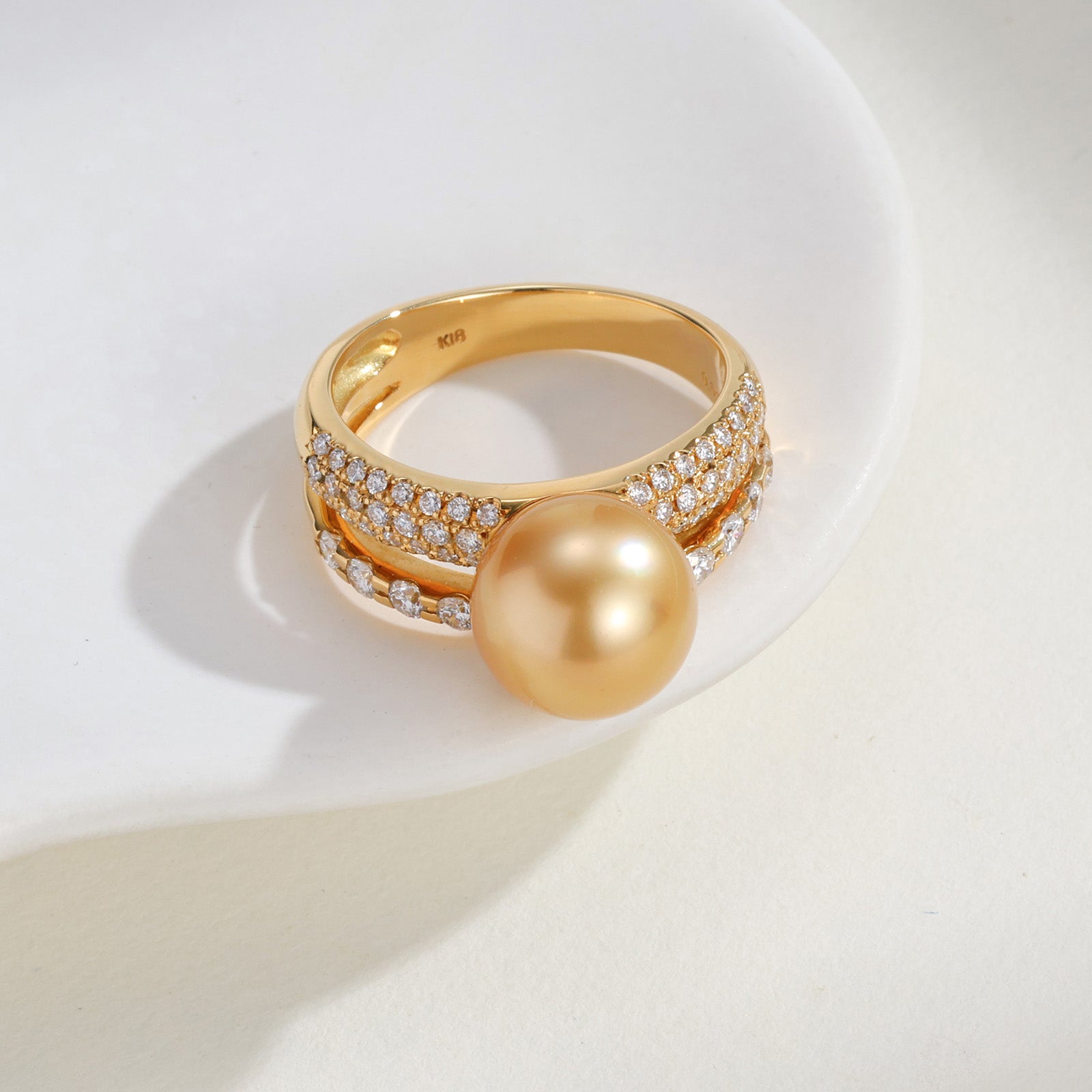 10.6mm Golden Southsea Pearl Ring in 18K Yellow Gold
