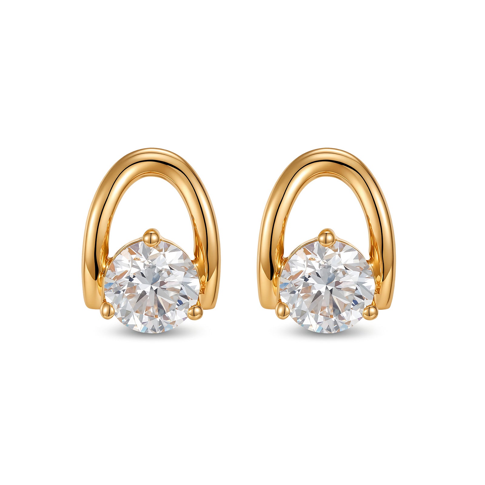 18K Yellow Gold  Round Diamond Stud Earrings (0.5ct/p)