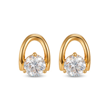 18K Yellow Gold  Round Diamond Stud Earrings (0.5ct/p)