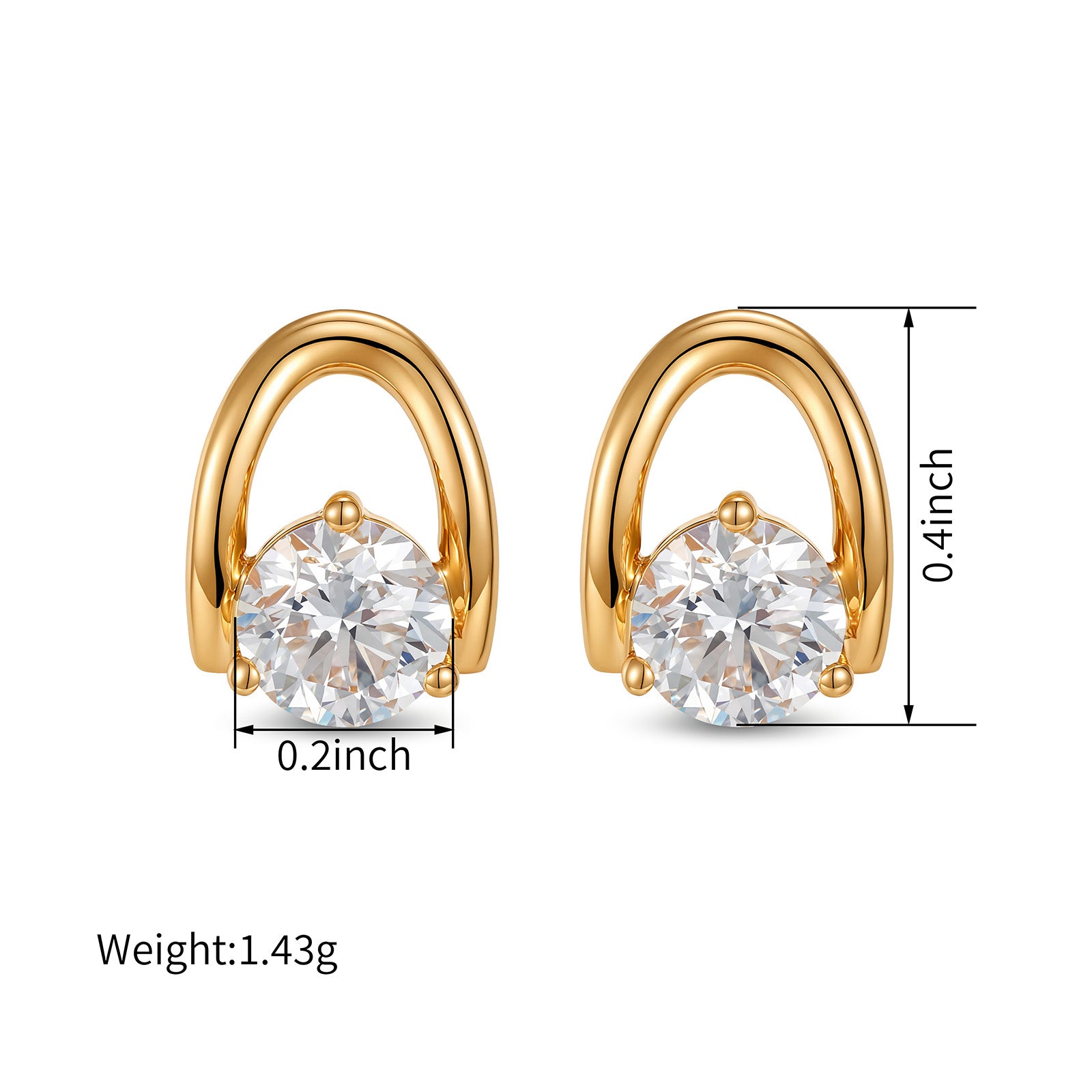18K Yellow Gold  Round Diamond Stud Earrings (0.5ct/p)