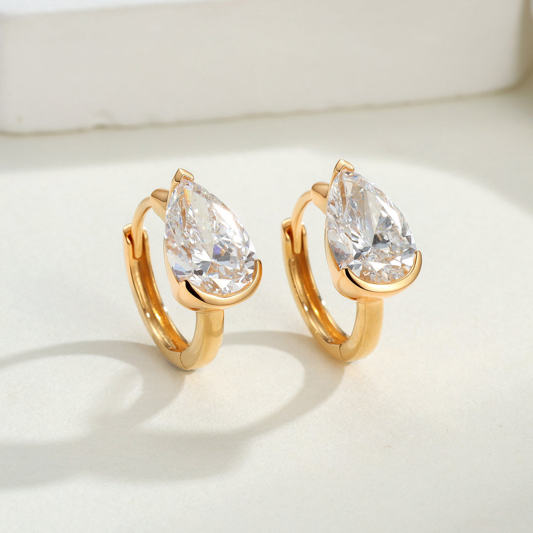 18K Yellow Gold 2.0ct Pear-Cut Lab-Grown Diamond Huggie Earrings