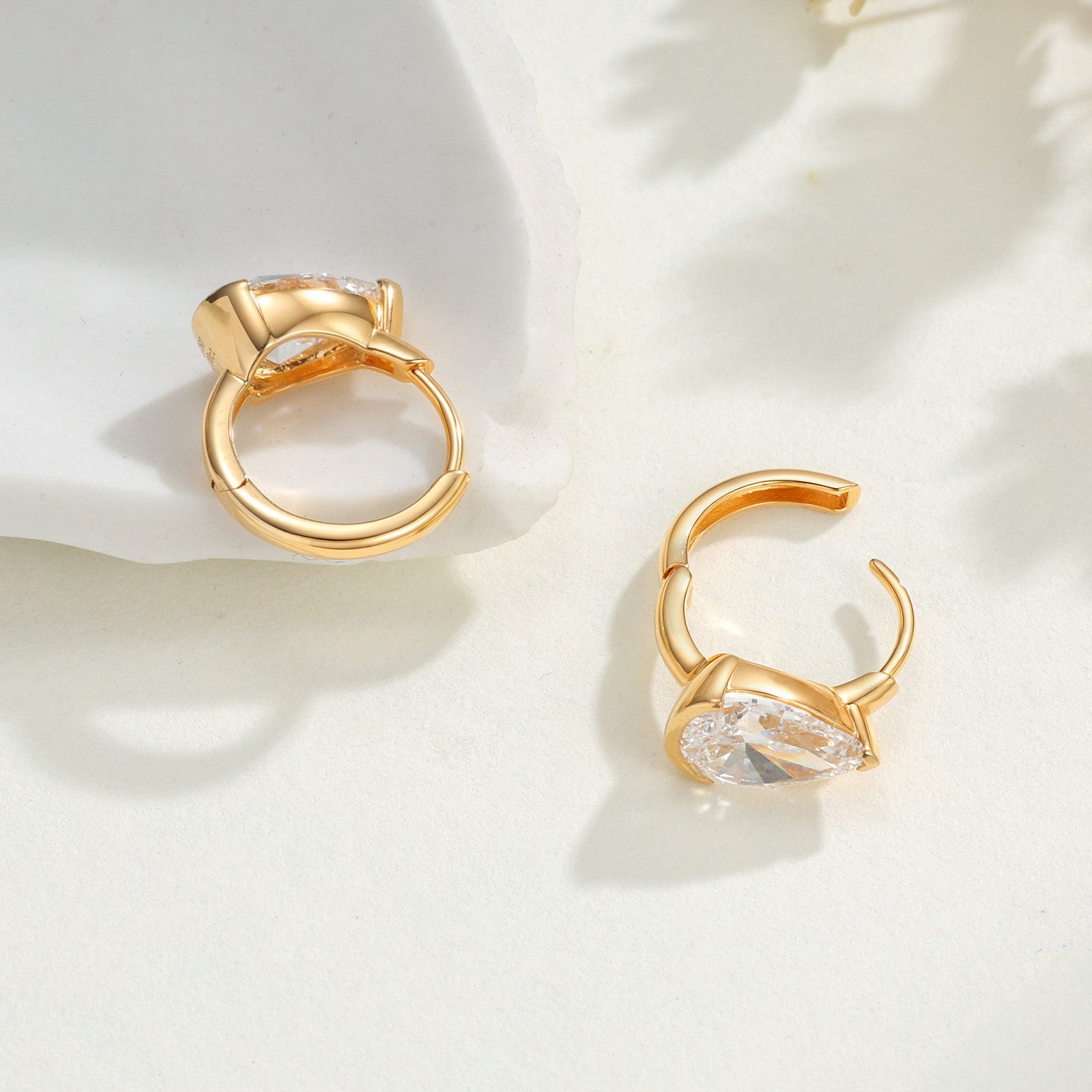 2.0ct Lab Grown Diamond Pear Cut Huggie Earrings 18K Yellow Gold