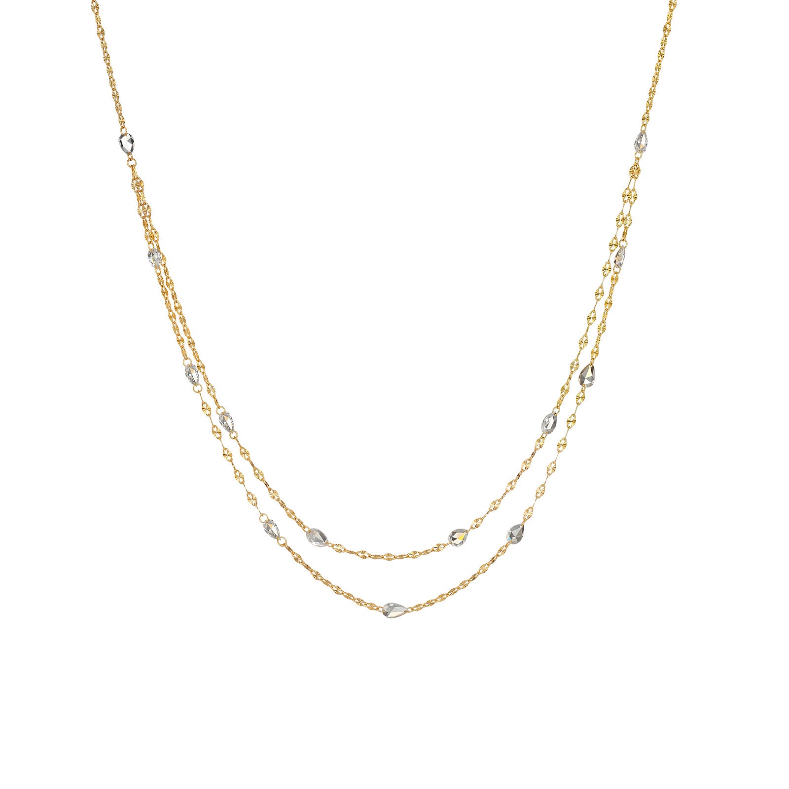 1.21CT Lab Grown Diamond Station Necklace 14K Yellow Gold