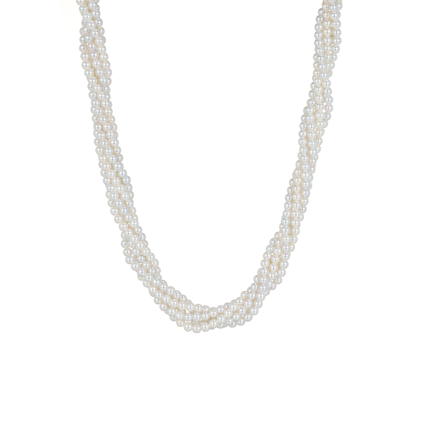 3~3.5mm Freshwater Pearl Twisted Rope Necklace S925 Silver Clasp