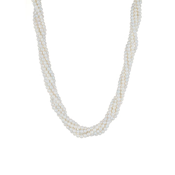 3~3.5mm Freshwater Pearl Twisted Rope Necklace S925 Silver Clasp