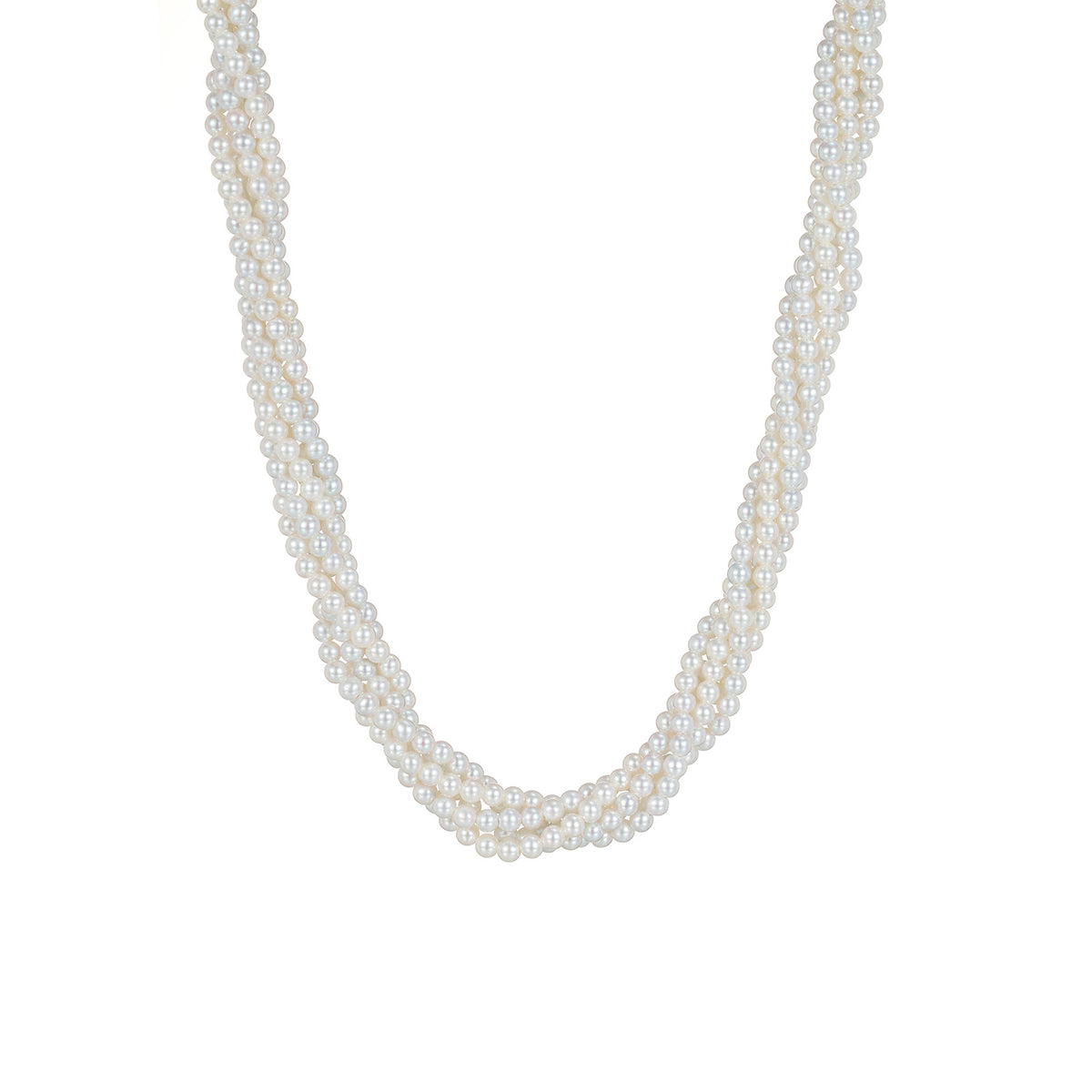 3~3.5mm Freshwater Pearl Twisted Rope Necklace S925 Silver Clasp