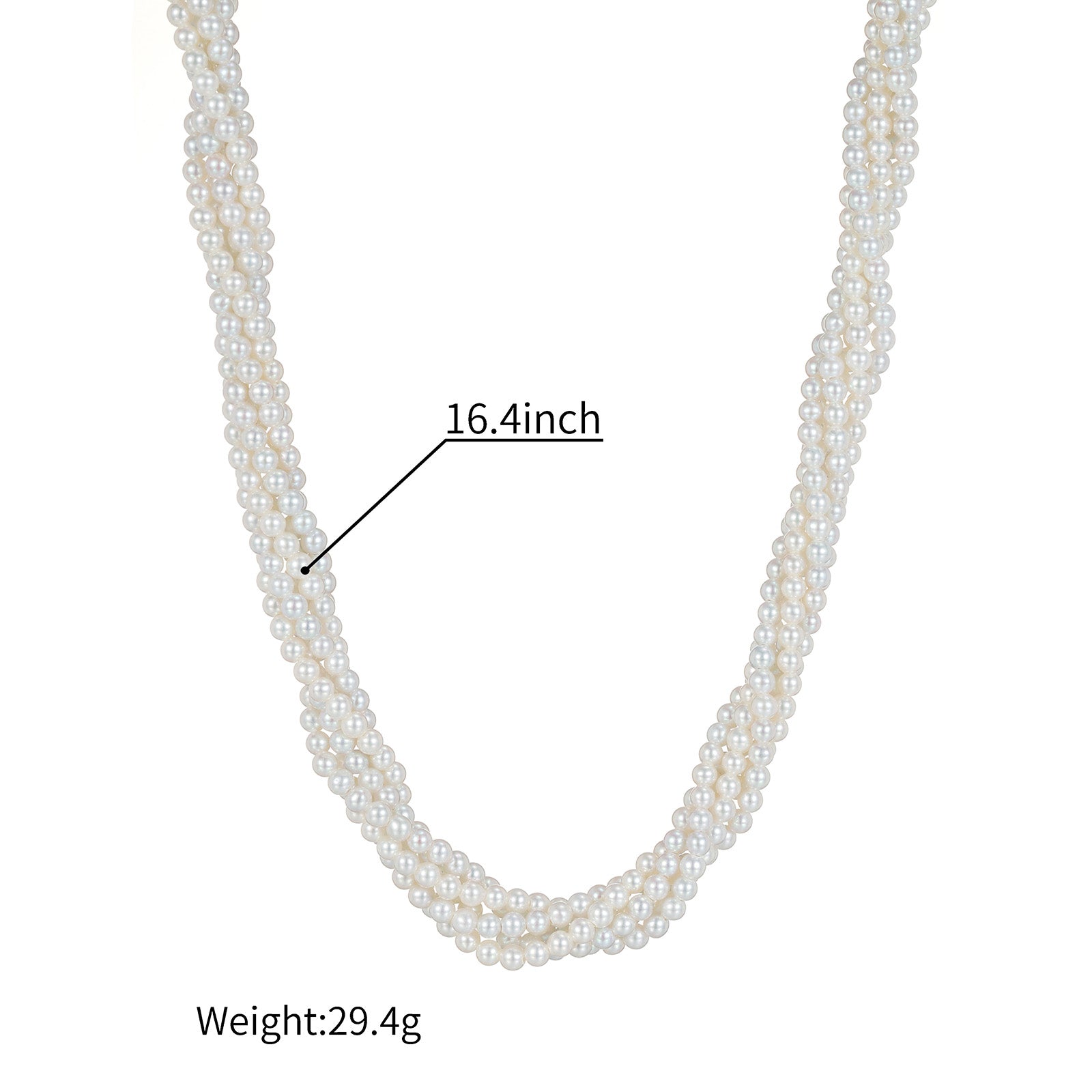 3~3.5mm Freshwater Pearl Twisted Rope Necklace S925 Silver Clasp