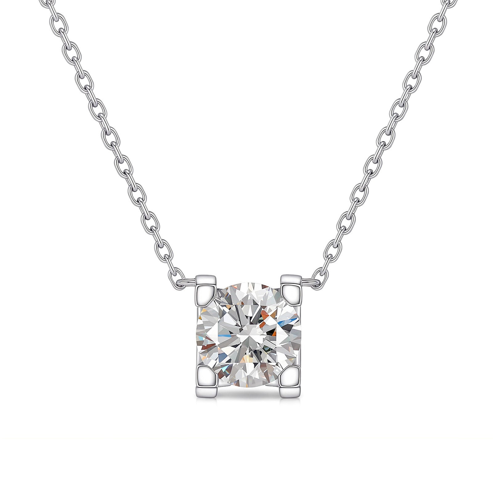 1CT Square-Set Lab-Grown Diamond Necklace