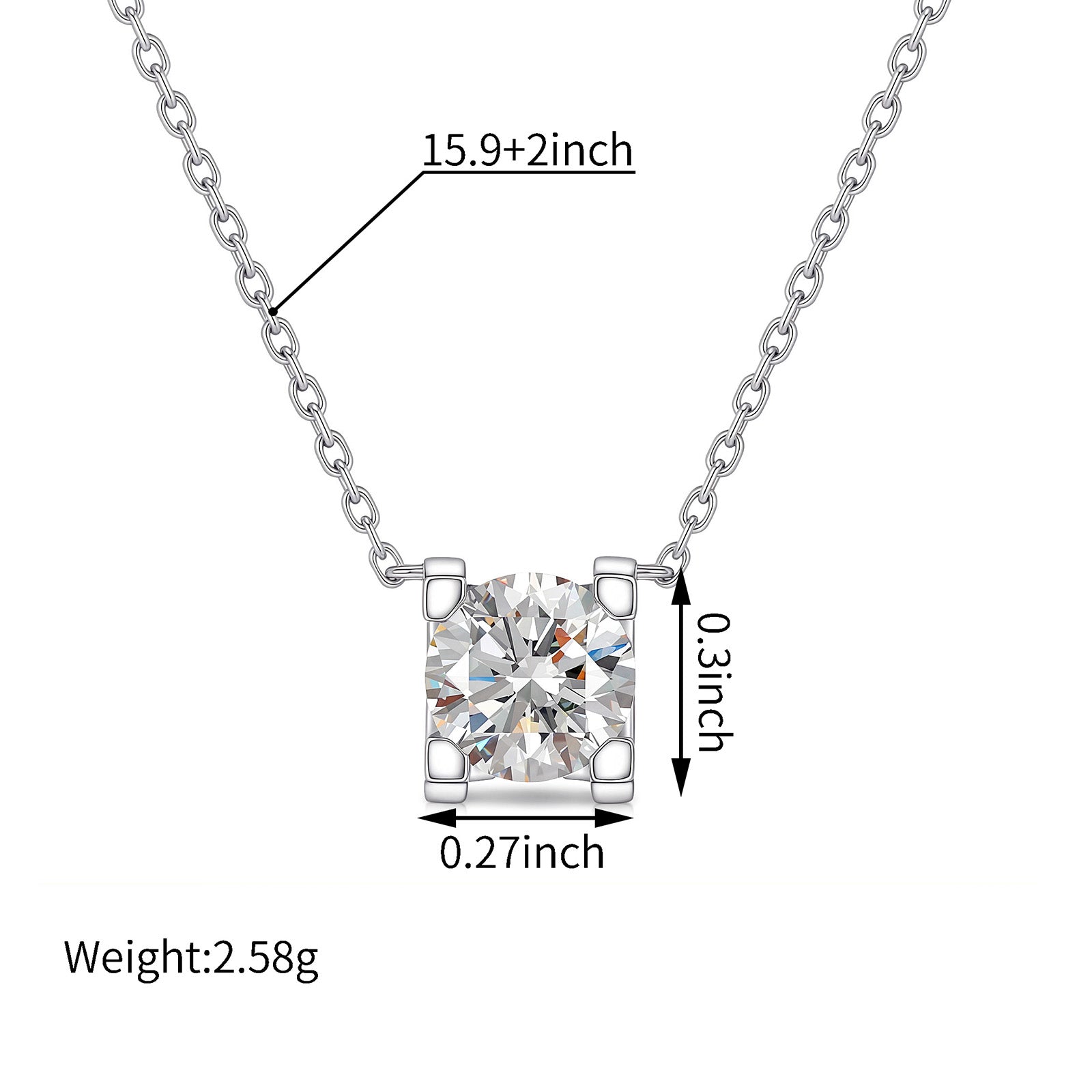 1CT Square-Set Lab-Grown Diamond Necklace