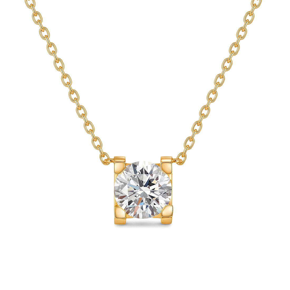 1CT Square-Set Lab-Grown Diamond Necklace