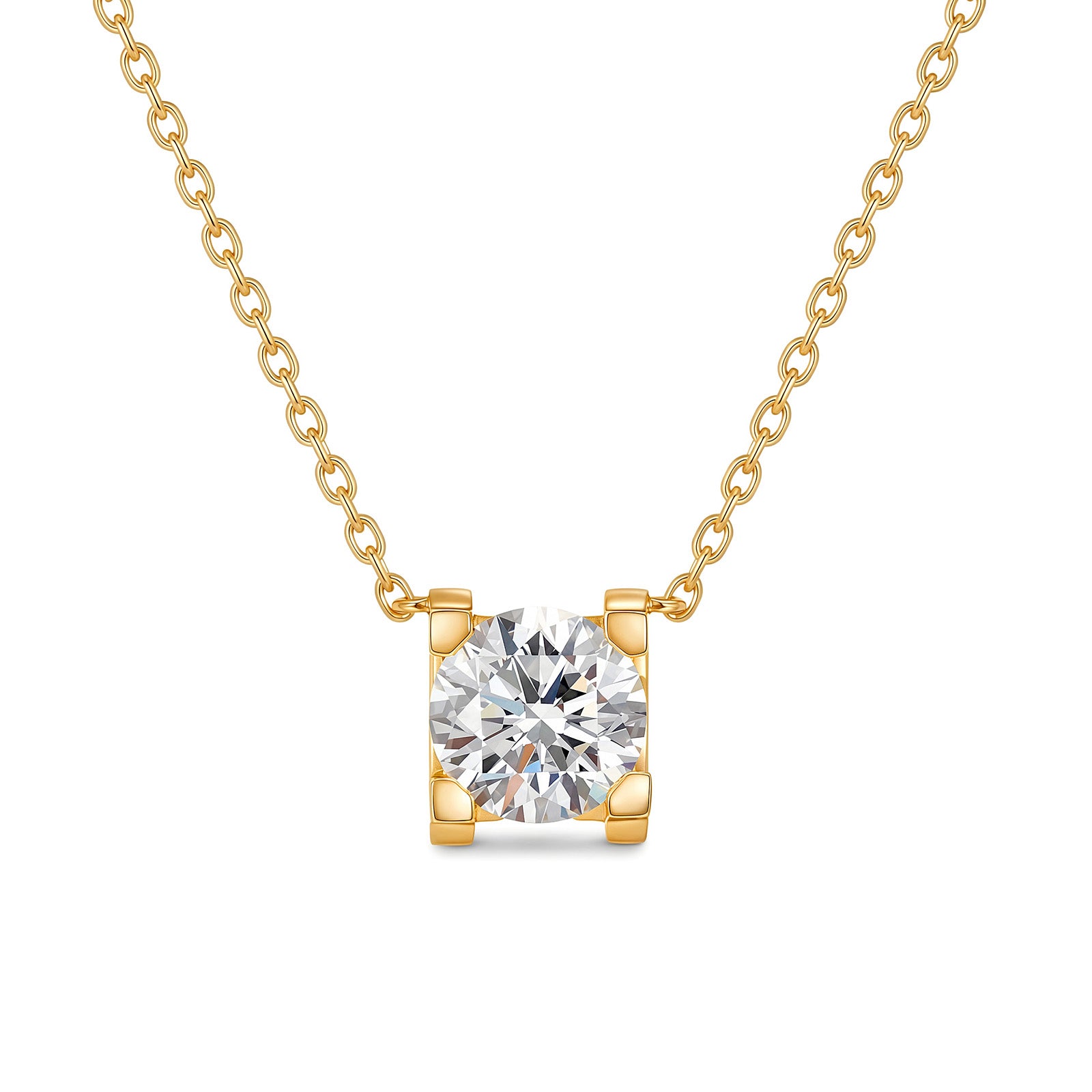 1CT Square-Set Lab-Grown Diamond Necklace