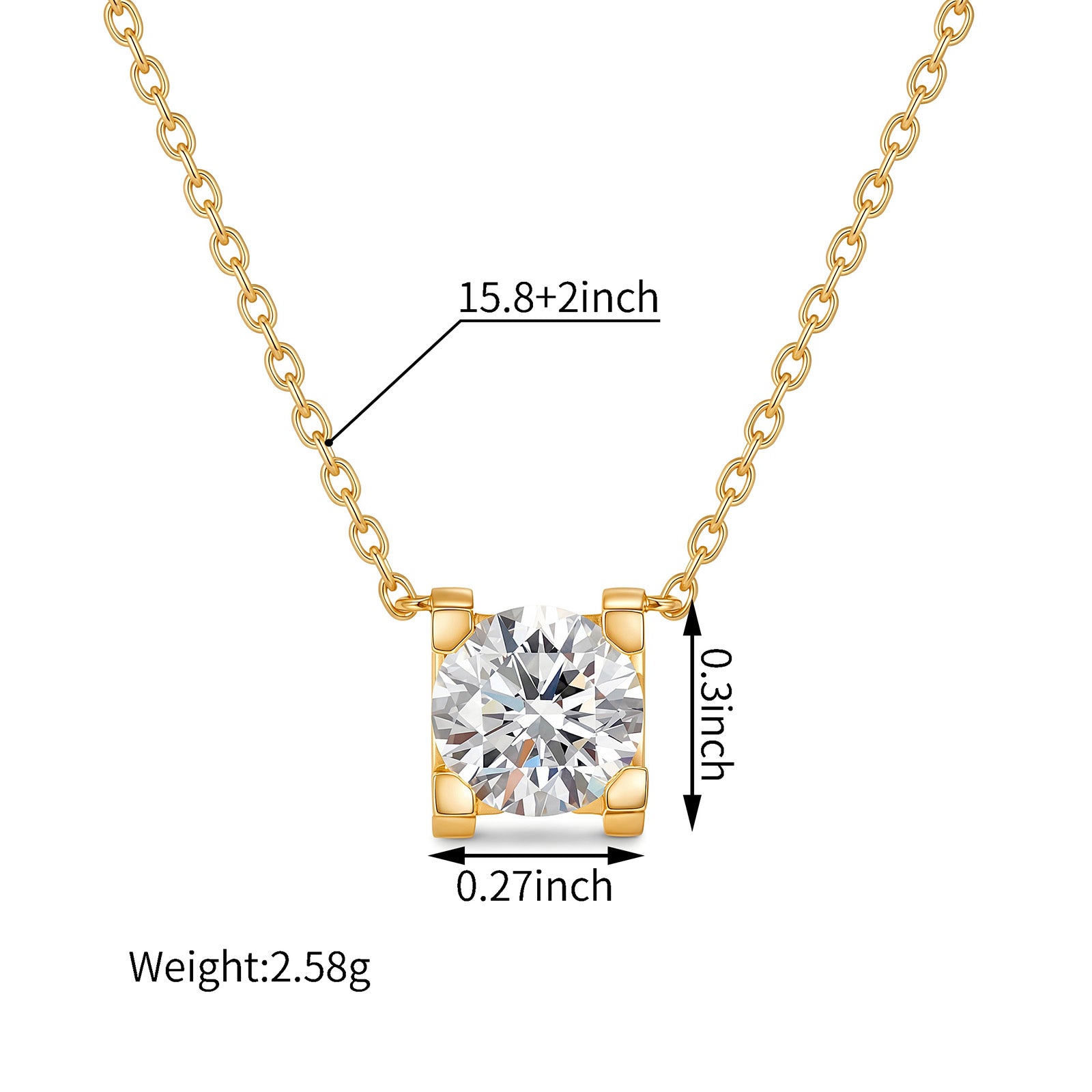 1CT Square-Set Lab-Grown Diamond Necklace