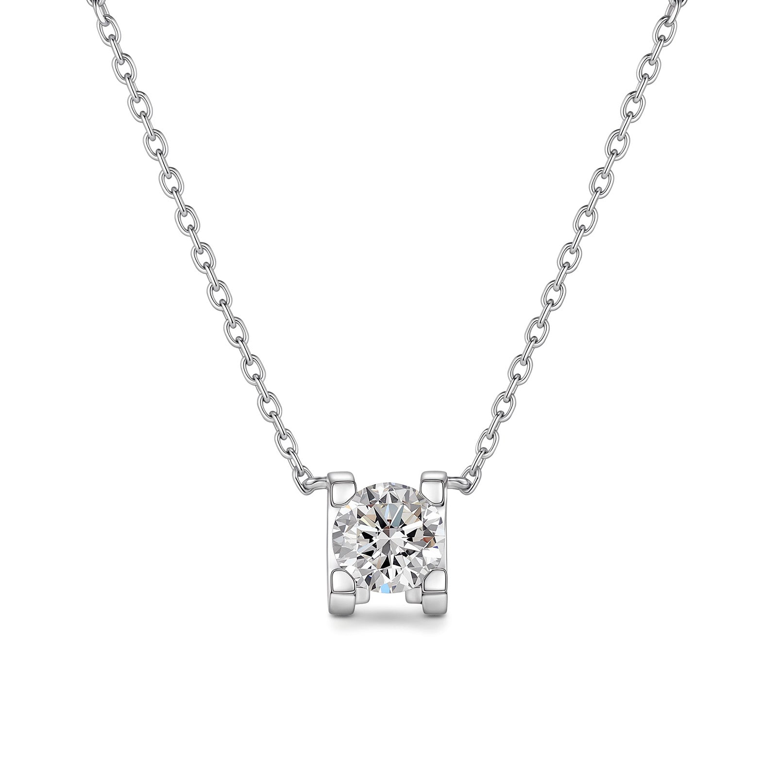 0.6CT Square-Set Lab-Grown Diamond Necklace