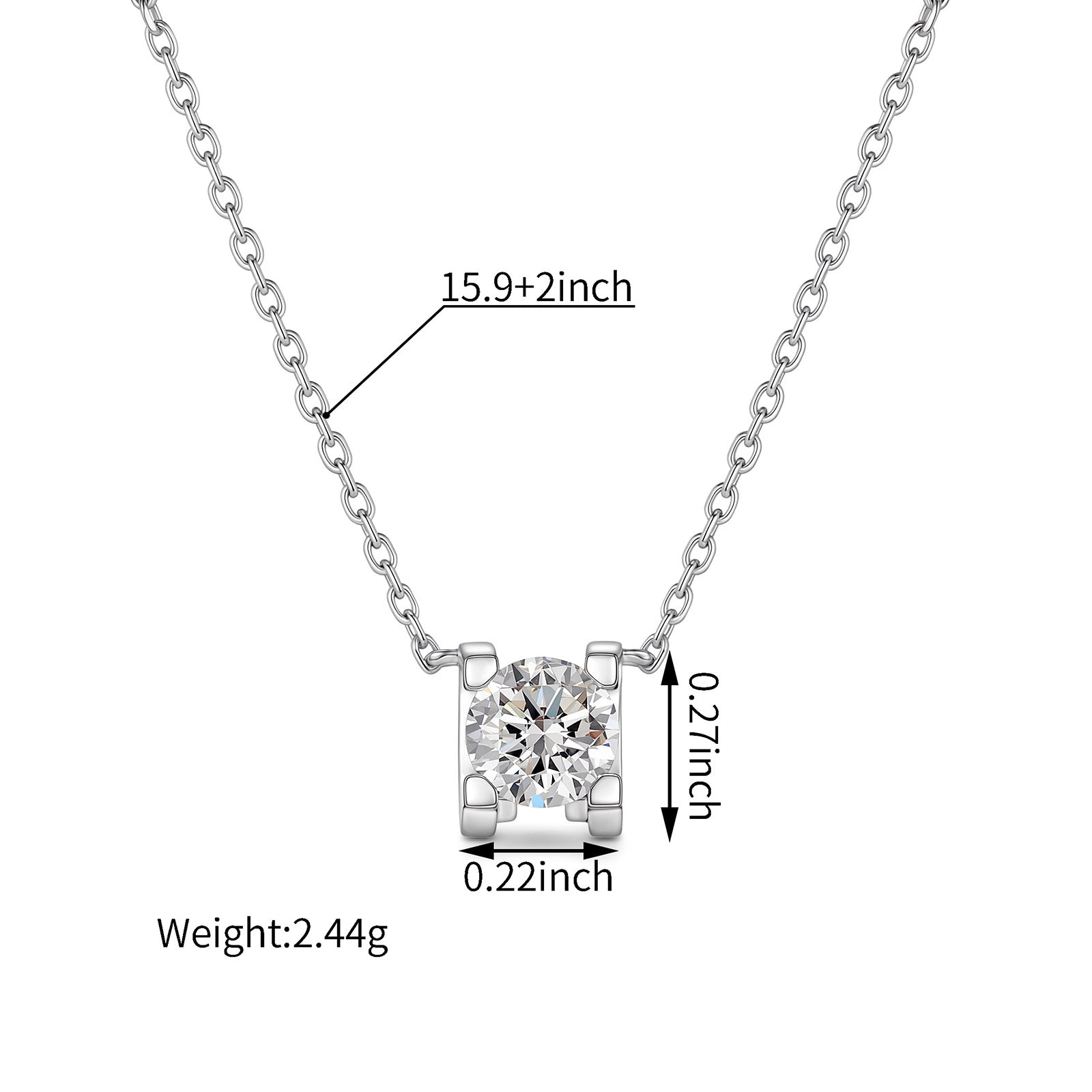 0.6CT Square-Set Lab-Grown Diamond Necklace