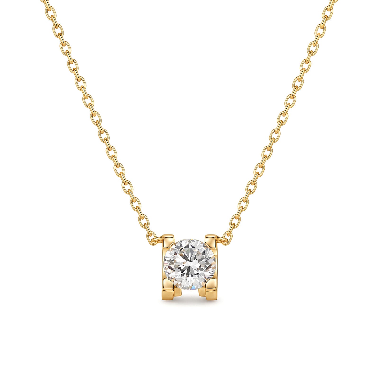 0.6CT Square-Set Lab-Grown Diamond Necklace