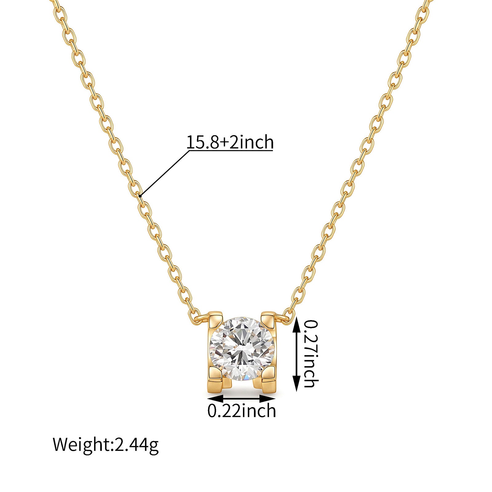 0.6CT Square-Set Lab-Grown Diamond Necklace
