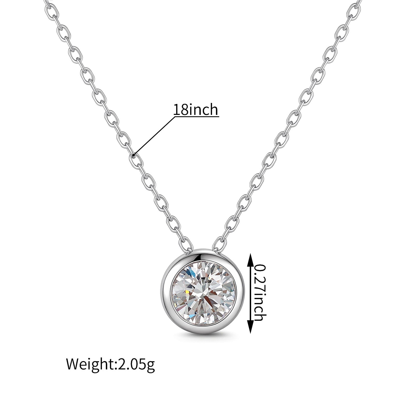 0.5CT Lab Grown Diamond Round Bezel Solitaire Necklace 14K