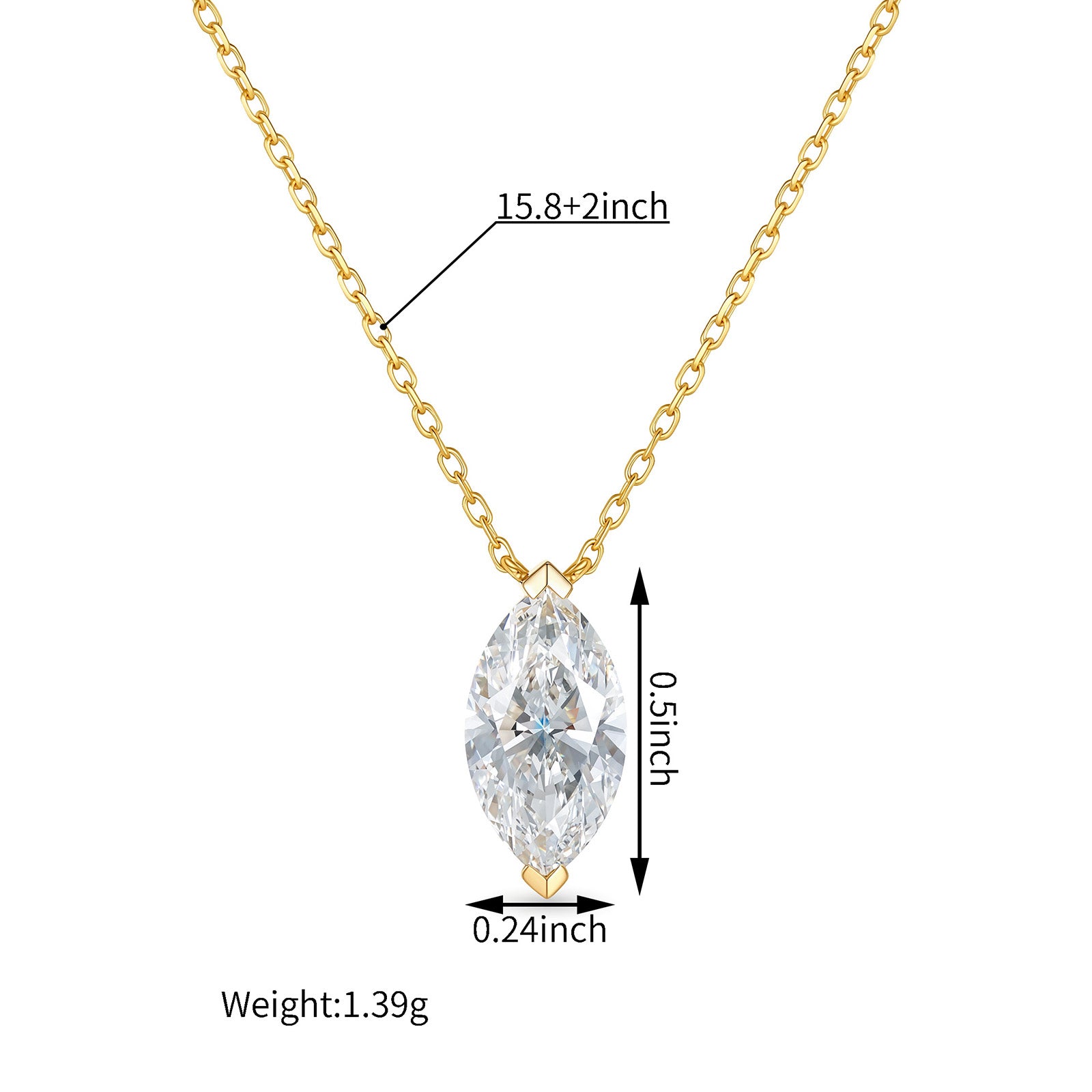 1.54CT Lab-Grown Diamond Marquise Solitaire Necklace in 14K