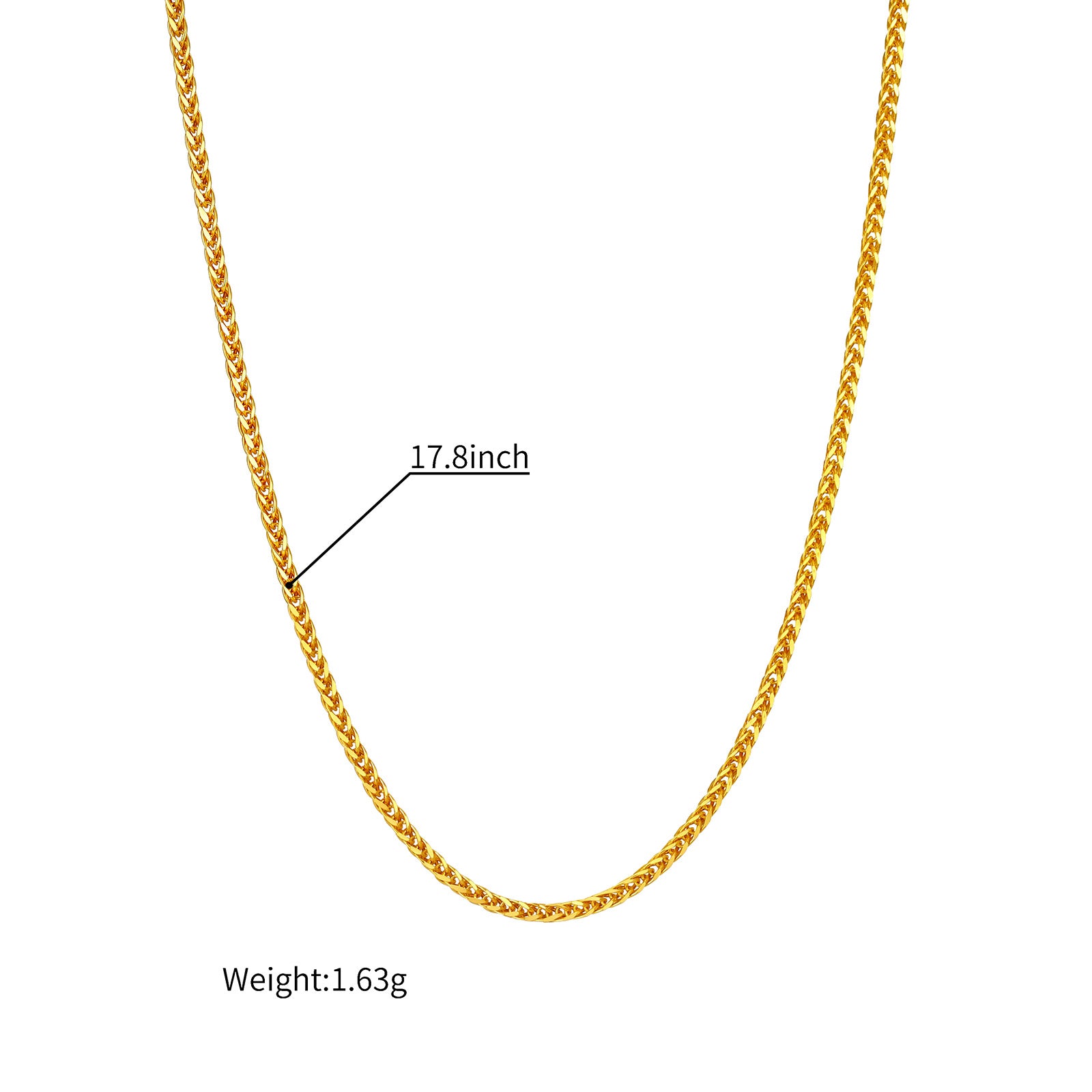18K Solid Gold Chopin Chain Necklace