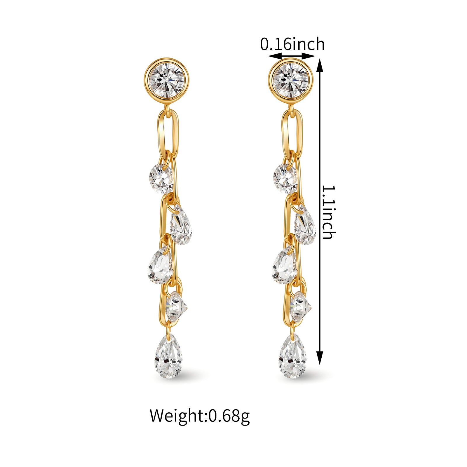 1CT Lab-Grown Diamond Round & Pear Tassel Drop Earrings in 14K