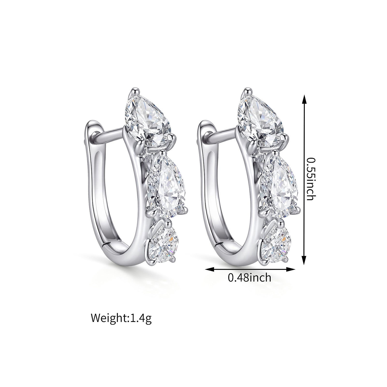 0.98CT Lab-Grown Diamond Pear Hoop Earrings in 14K
