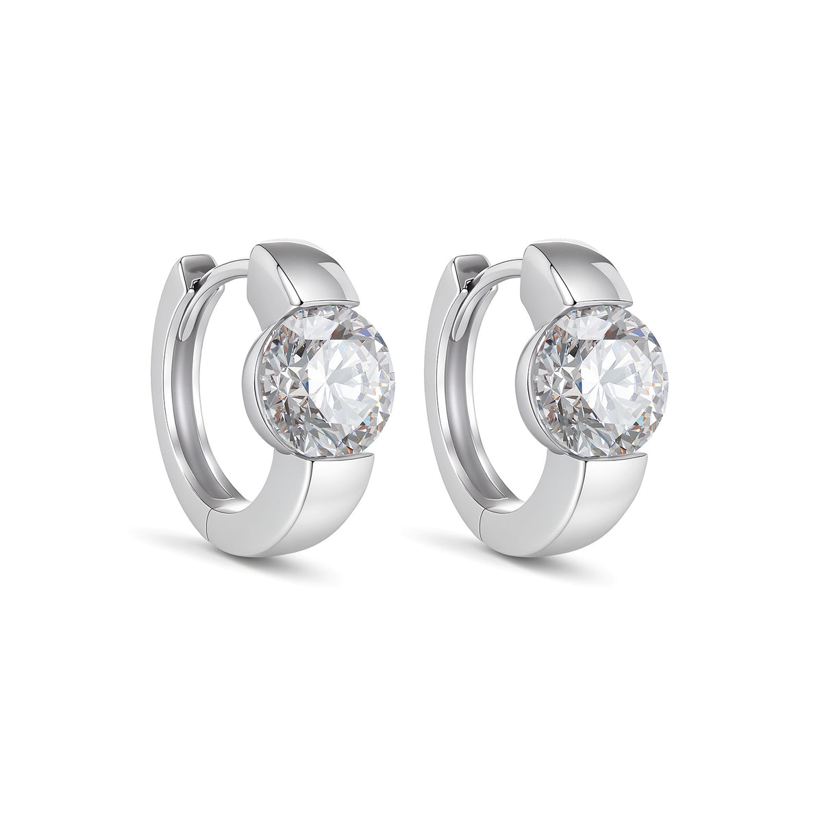 2CT Lab-Grown Diamond  Bezel Set Huggie Earrings in 18K