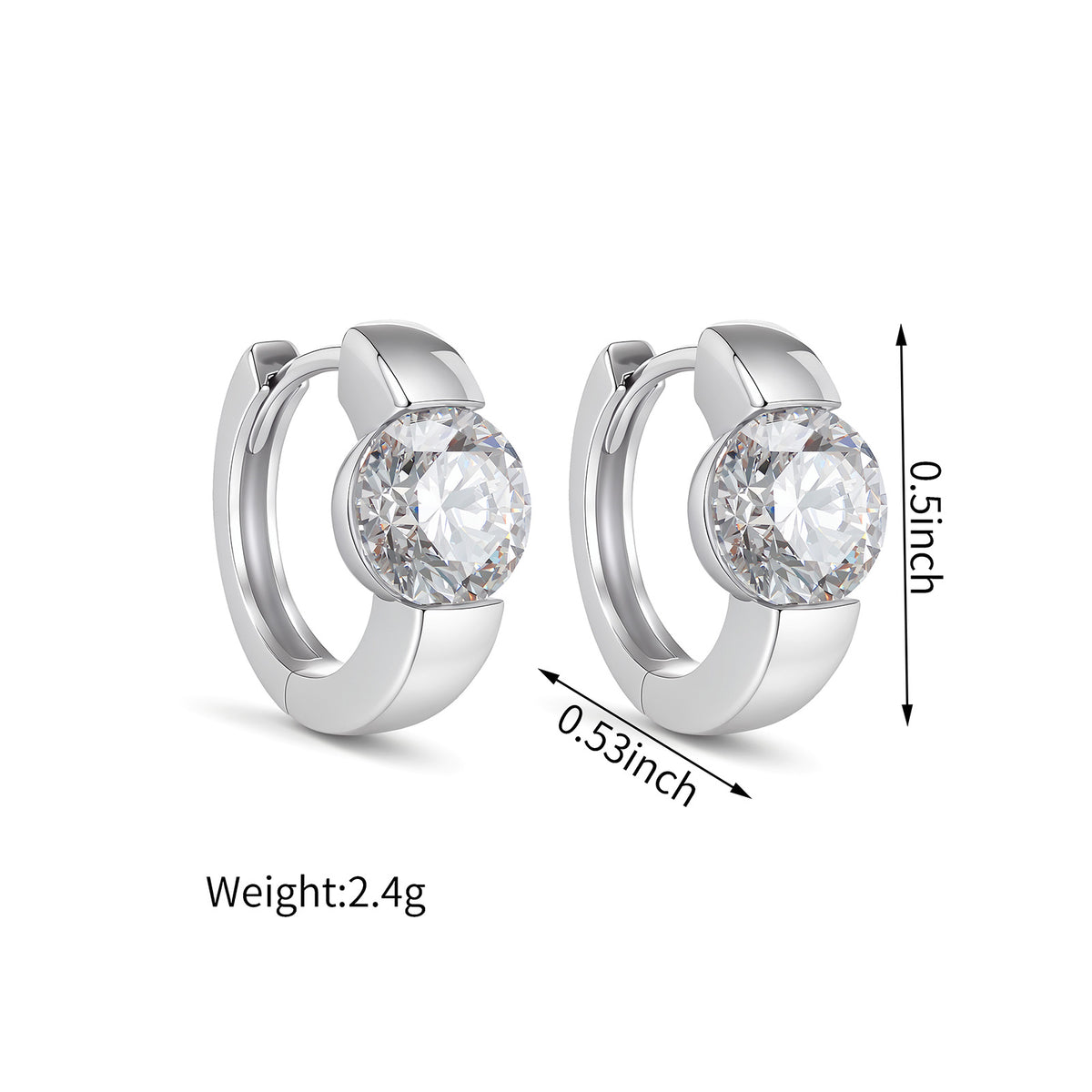 2CT Lab-Grown Diamond  Bezel Set Huggie Earrings in 18K