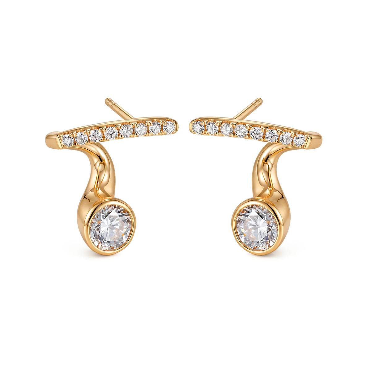 ⭐️1.28CT Twist Curve Lab-Grown Diamond Earrings in 14K Yellow Gold