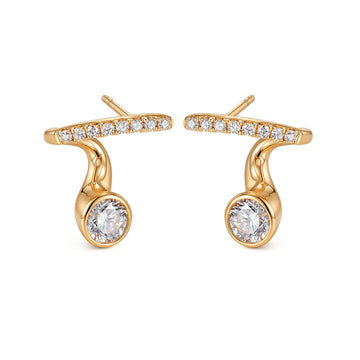 ⭐️1.28CT Twist Curve Lab-Grown Diamond Earrings in 14K Yellow Gold