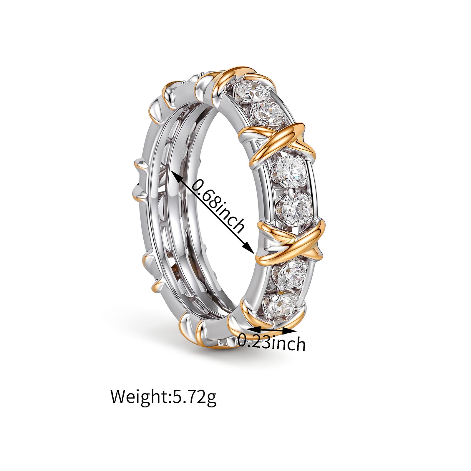 Two-Tone Crisscross Lab-Grown Diamond Band